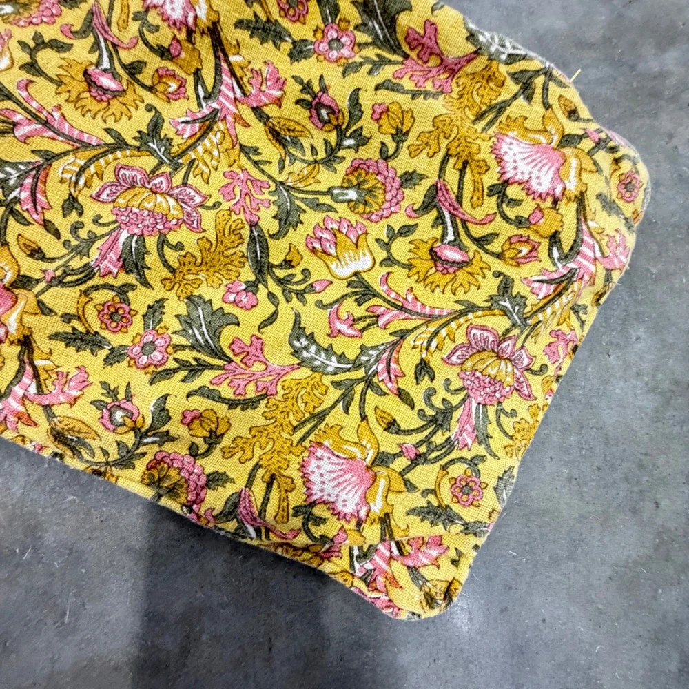 Floral Vintage Pillowcase Yellow Pink Boho Summer Cottagecore